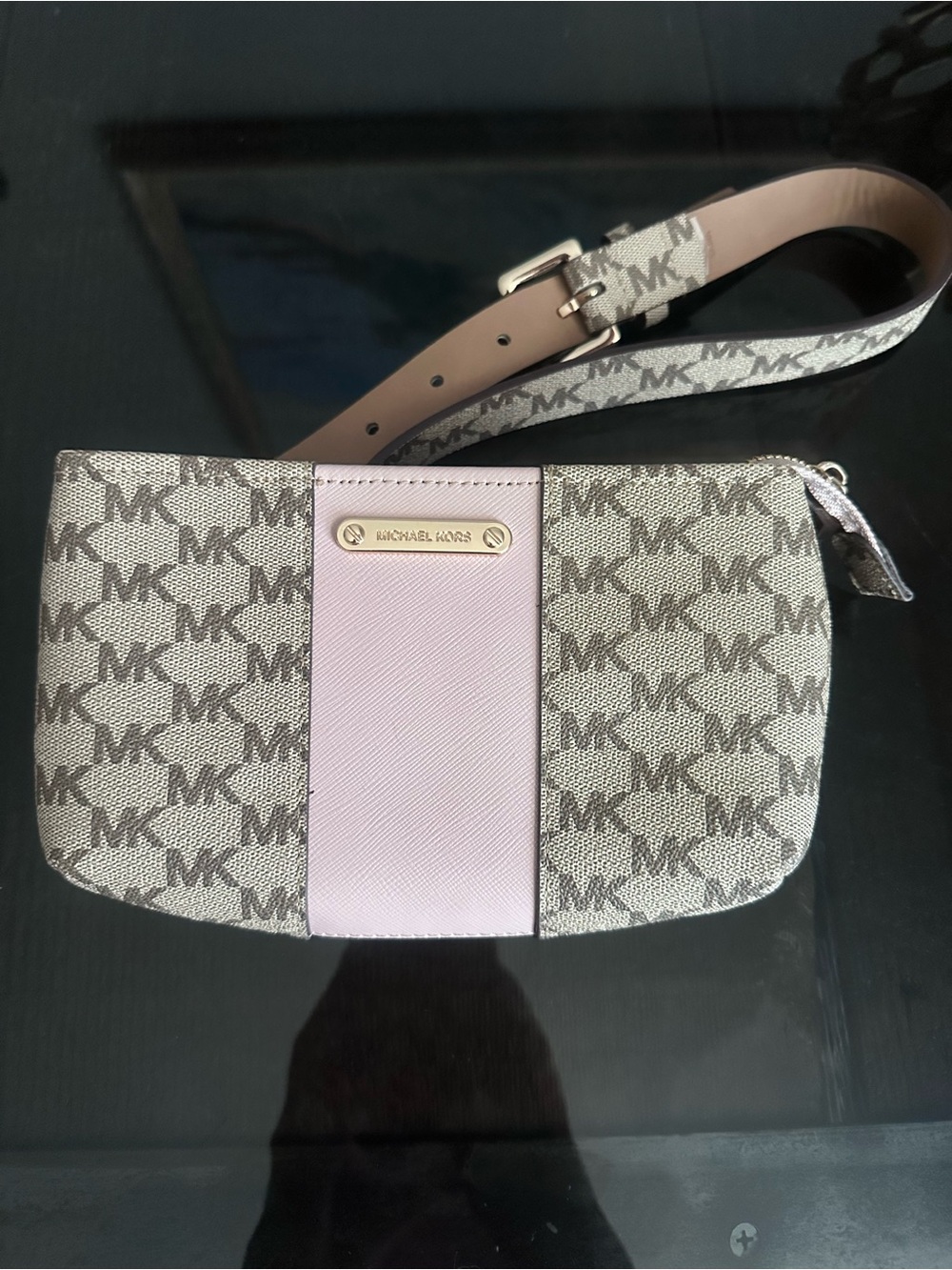 Michael Kors Pink Panel Signature MK Wristlet Crossbody